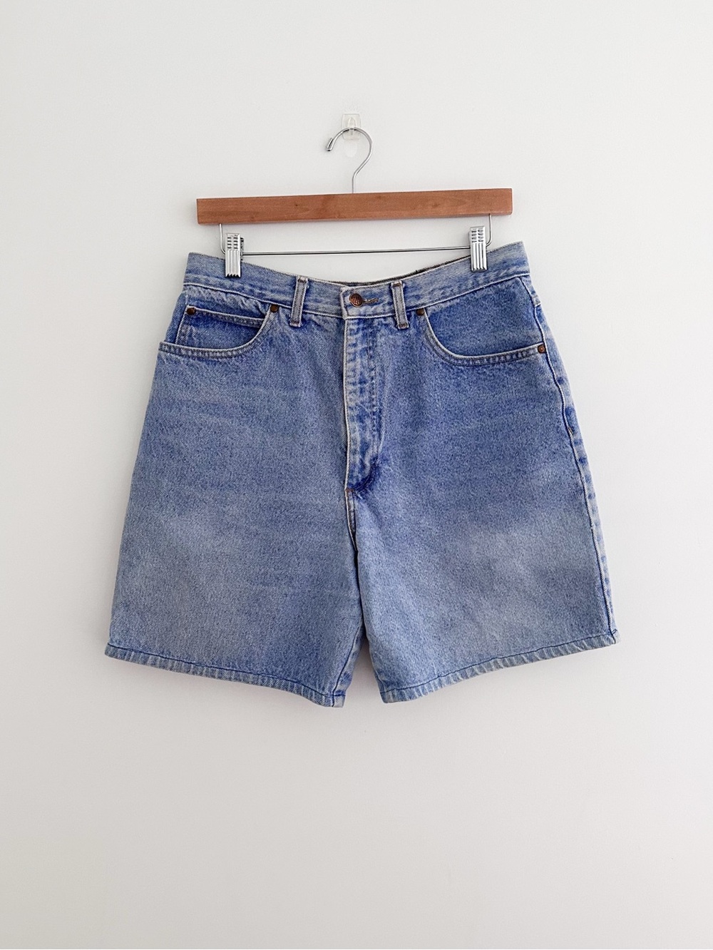 Vintage Anchor Blue Workwear Denim Shorts Ultra High Rise 90s Jorts Waist 30"